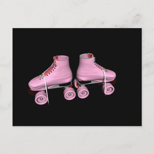 Carte Postale Patins à rouleaux roses chauds (Devant)