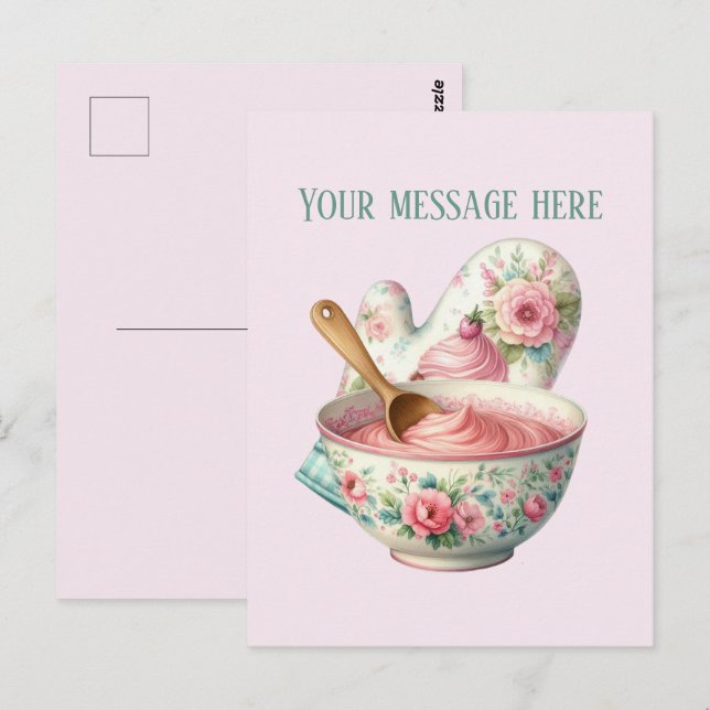 Carte Postale Pâtisserie ajouter un message Nom de l'entreprise  (Devant / Derrière)