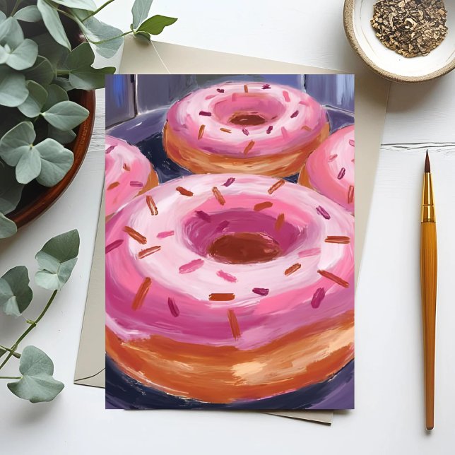Carte Postale Pâtisserie de cuisson de donuts à la granule rose (Créateur téléchargé)