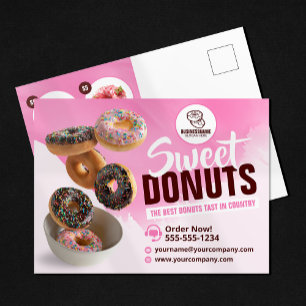 Carte Postale Pâtisserie de gâteaux appétissants Donut Rose