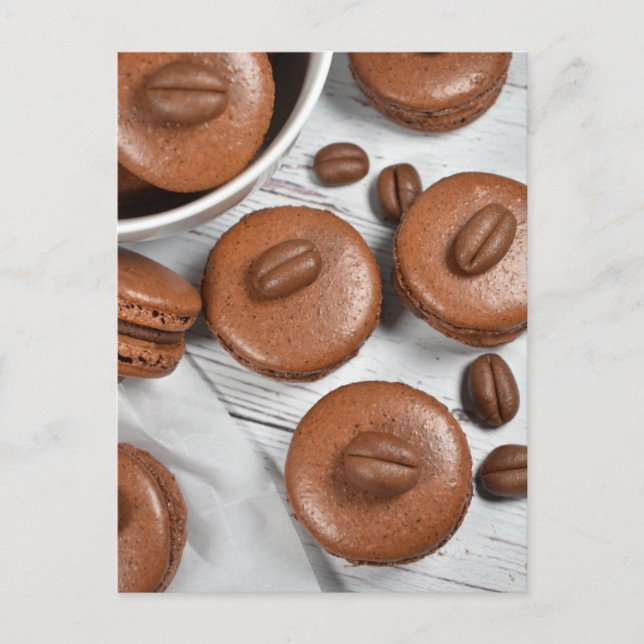 Carte Postale Pâtisserie française Espresso Coffee Macarons (Devant)