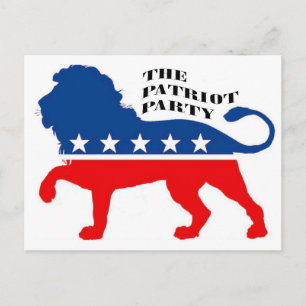 CARTE POSTALE PATRIOT PARTY LION STARS AND STRIPES USA