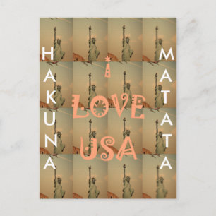 Carte Postale Patriotic Pop Art : "I Love USA" Graphisme Art Des