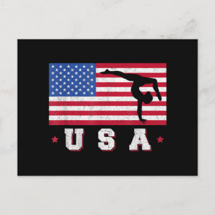Carte Postale Patriotic Sports Gift American USA Flag Girls Gymn