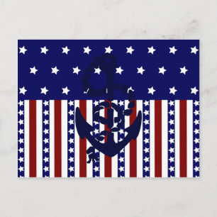 Carte Postale Patriotic Stars Stripes Ancre Motif marin
