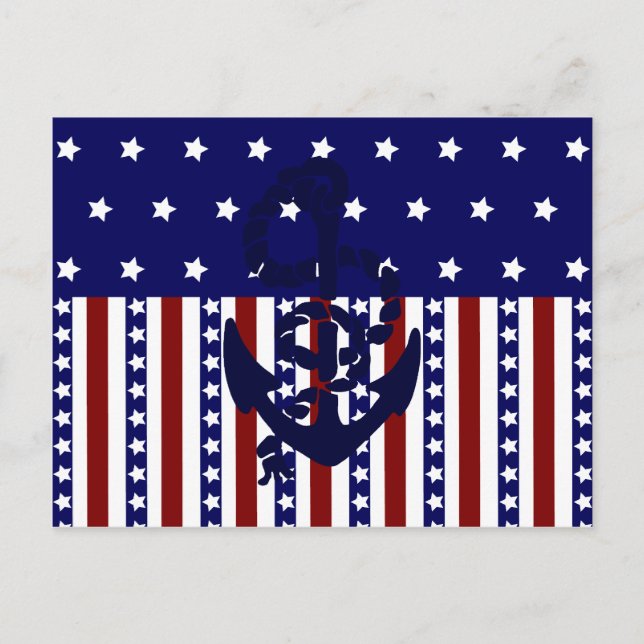 Carte Postale Patriotic Stars Stripes Ancre Motif marin (Devant)