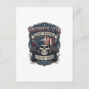 Carte Postale Patriotique 1776 Hors Route Crâne Monster Truck Lo