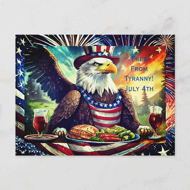 Carte Postale Patriotique Bald Eagle Juillet 4 Postcard (Devant)