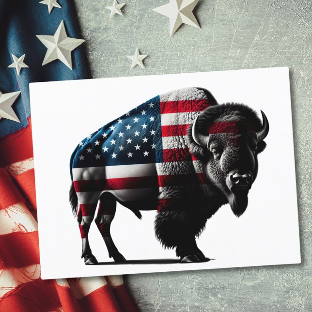 Carte postale Patriotique Buffalo American Flag (Créateur téléchargé)