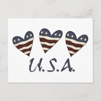 Carte postale patriotique Coeurs du drapeau