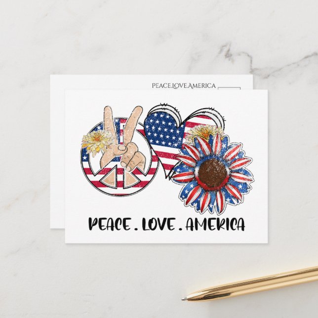 Carte postale patriotique des États-Unis (Devant/Arrière en situation)