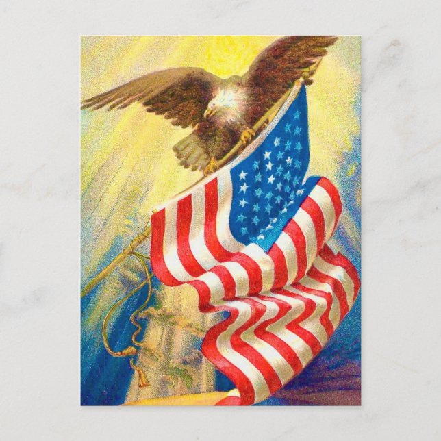 Carte postale patriotique Drapeau & Aigle USA (Devant)