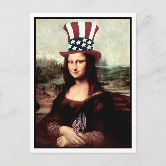 Carte Postale Patriotique Mona Lisa - Prêt pour l'indépendance (Devant)
