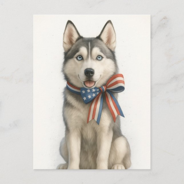 Carte Postale Patriotique Sibérien Husky (Devant)