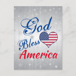 Carte Postale Patriotique USA Heart God Bless America