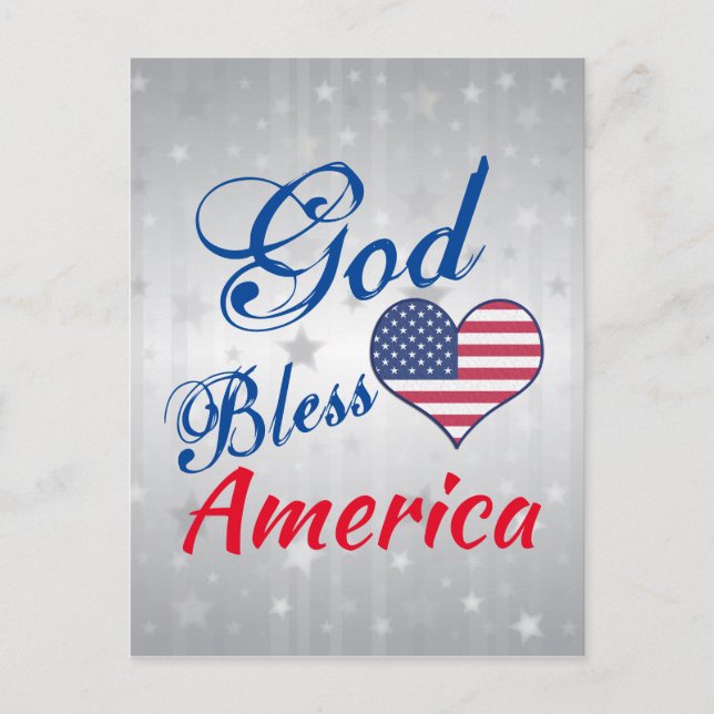 Carte Postale Patriotique USA Heart God Bless America (Devant)