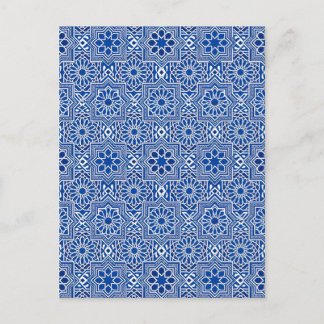 Carte Postale Patrón Geométrico de Azulejo Tradicionales en Azul