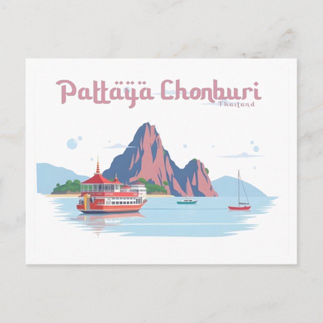 Carte Postale Pattaya Chonburi Thaïlande Pastel Travel (Devant)