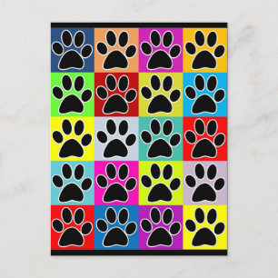 Carte Postale patte de chien colorée