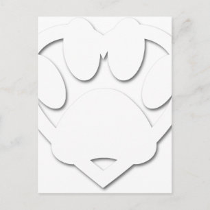 Carte Postale Patte de chien et forme de cœur découpés dans du p