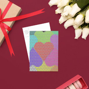 Carte Postale Patterns of Hearts in Multicolored Postcard
