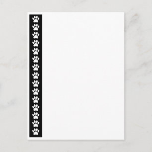 Carte Postale Pattes de chien sur une bande noire