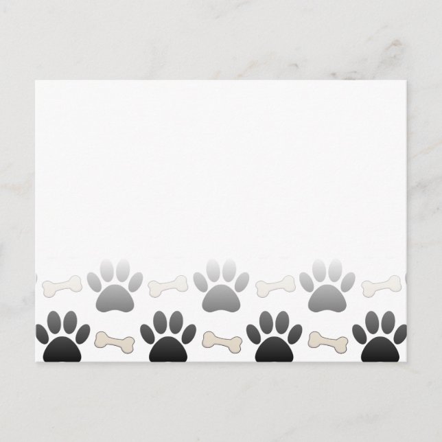 Carte Postale Pattes Et Os De Chien Avec Dégradé (Devant)