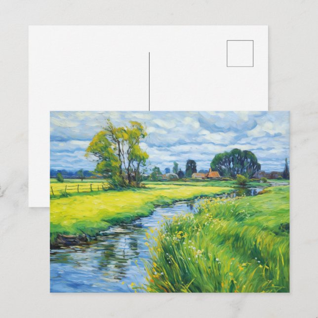 Carte Postale Pâturages verts le long de la rivière Havel (Devant / Derrière)