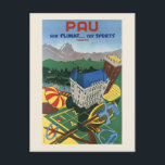 Carte Postale Pau son climat... ses sports Poster vintage 1935<br><div class="desc">Affiche de voyage vintage de Pau, France. Publié en 1935. Veuillez noter que nos affiches sont des reproductions de haute qualité basées sur des scans professionnels, très haute résolution des originaux. Notre processus de retouche manuelle n'implique pas l'utilisation de filtres qui enlèvent les détails ou la texture d'origine que vous...</div>