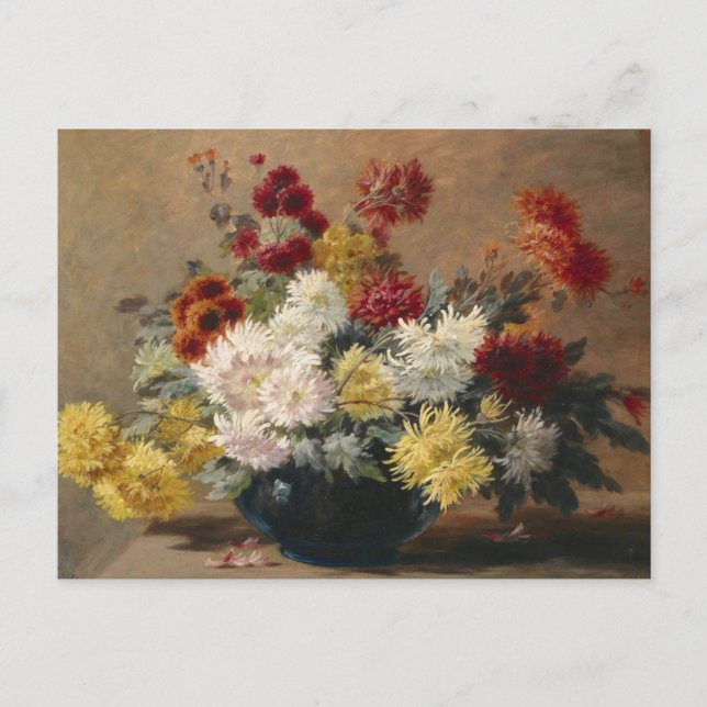 Carte Postale Paul Biva Asters anciens dans un vase (Devant)