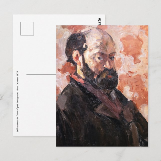 Carte Postale Paul Cezanne - Autoportrait avec arrière - plan ro (Devant / Derrière)