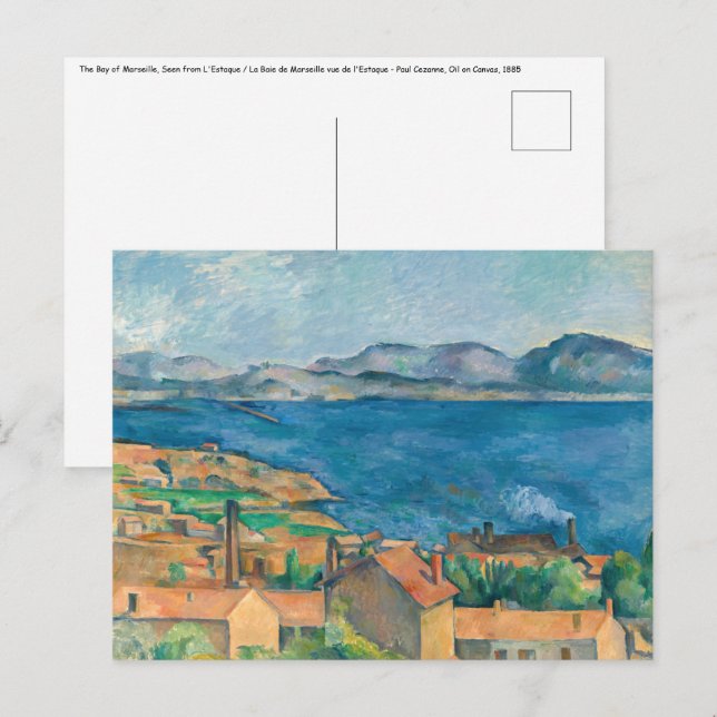 Carte Postale Paul Cezanne - Baie de Marseille, vue d'Estaque (Devant / Derrière)