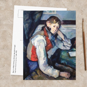 Carte Postale Paul Cezanne - Garçon au gilet rouge