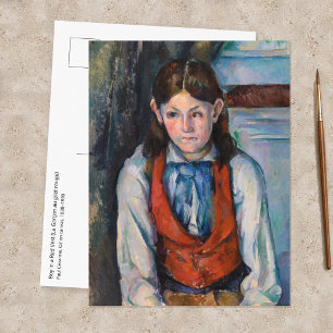 Carte Postale Paul Cezanne - Garçon au gilet rouge