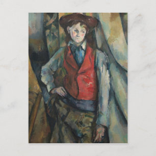 Carte Postale Paul Cezanne - Garçon en manteau rouge
