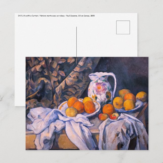 Carte Postale Paul Cezanne - La vie morte avec un rideau (Devant / Derrière)