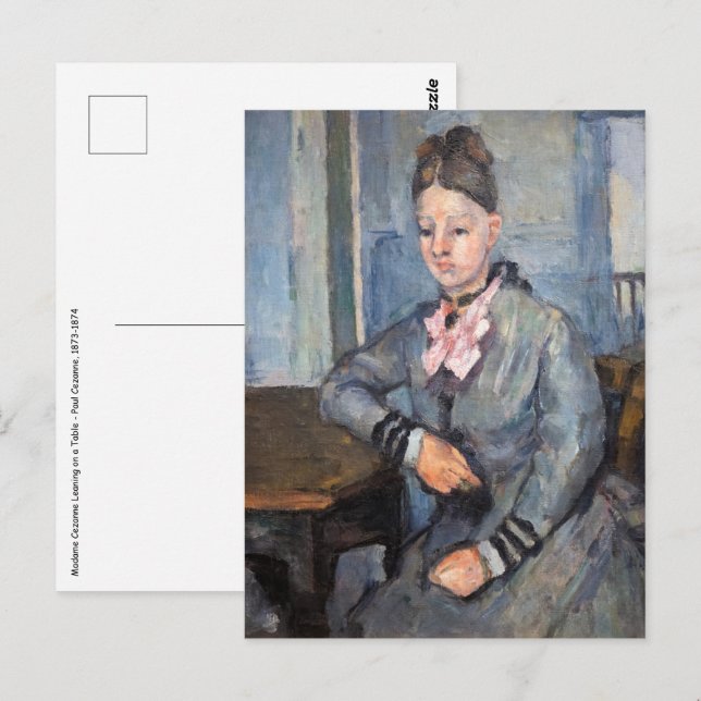 Carte Postale Paul Cezanne - Madame Cezanne Leaning sur une tabl (Devant / Derrière)