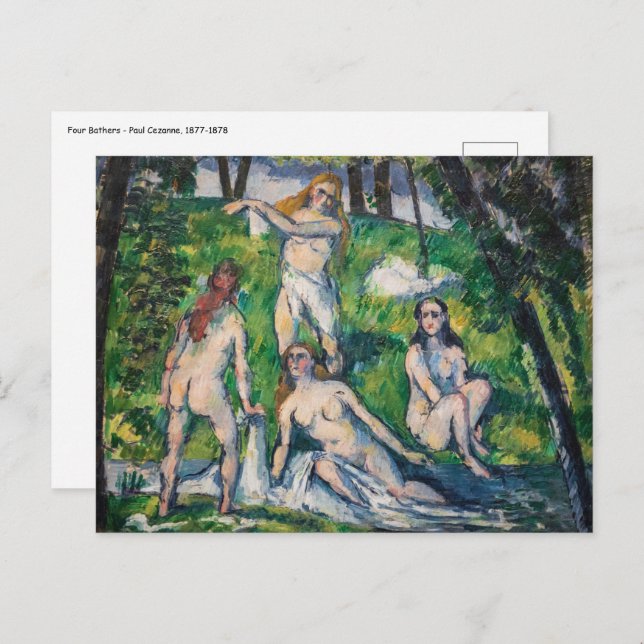 Carte Postale Paul Cezanne - Quatre Baigneuses (Devant / Derrière)