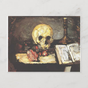 Carte Postale Paul Cezanne- Vie morte avec crâne, bougie & livre