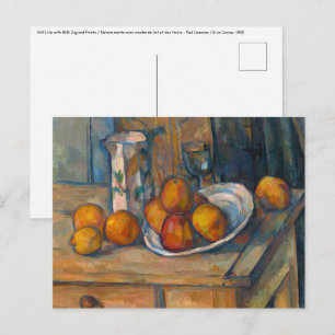 Carte Postale Paul Cezanne - Vie morte avec Jug de Lait et Fruit