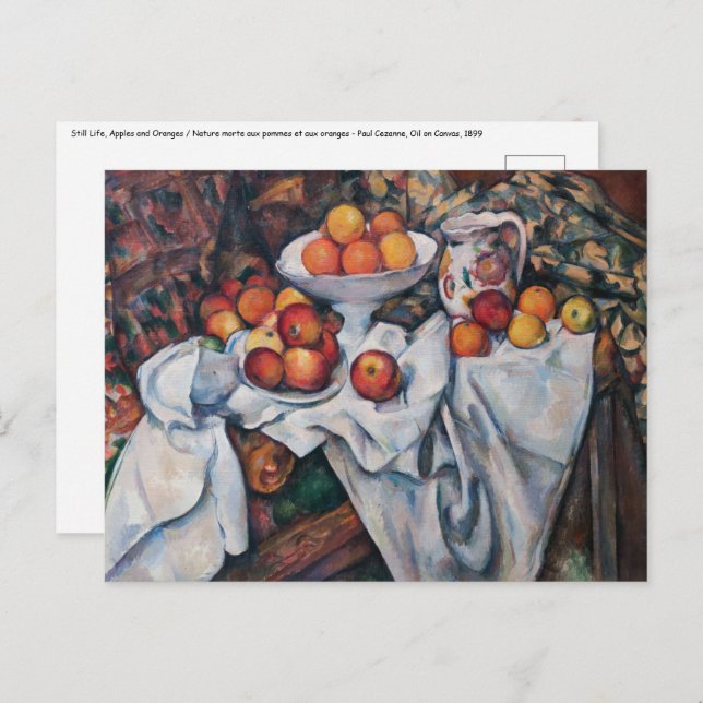 Carte Postale Paul Cezanne - Vie morte, Pommes et Oranges (Devant / Derrière)