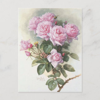 Carte Postale Paul_de_Longpré_-_Roses_and_Bumblebees,_1899