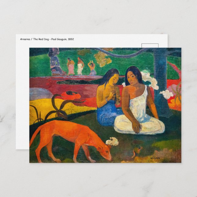 Carte Postale Paul Gauguin - Arearea / Le Chien Rouge (Devant / Derrière)