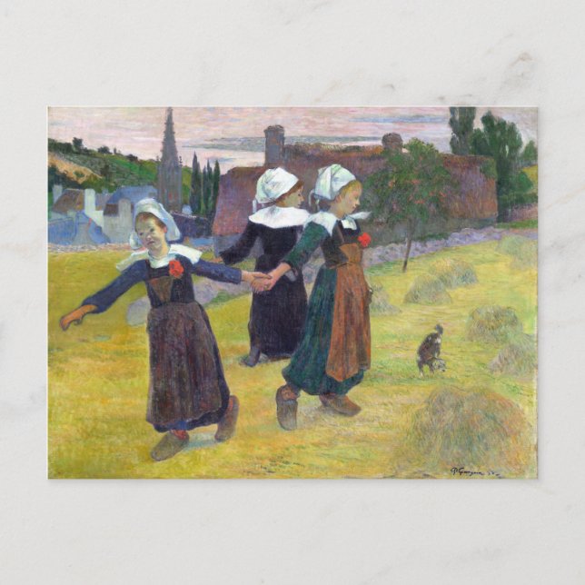 Carte Postale Paul Gauguin Breton Girls Dancing, Pont-Aven (Devant)