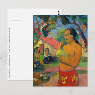 Carte Postale Paul Gauguin - Femme tenant un fruit