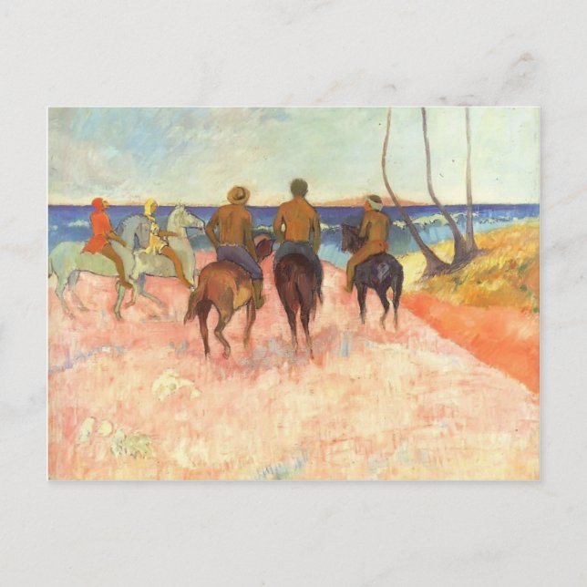 Carte Postale Paul Gauguin - Les motards sur la plage (Devant)