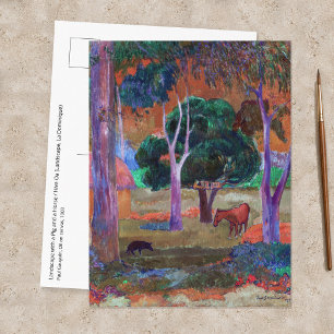Carte Postale Paul Gauguin - Paysage avec un cochon et un cheval