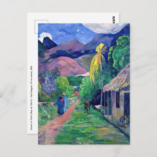 Carte Postale Paul Gauguin - Rue à Tahiti (Devant / Derrière)