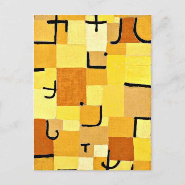 Carte Postale Paul Klee art : Caractères en jaune (Devant)