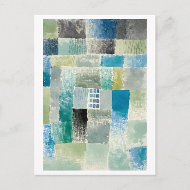 Carte Postale Paul Klee Painting, "Première maison d'un règlemen (Devant)